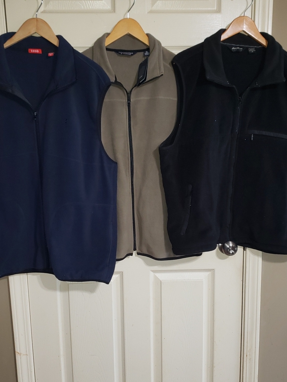BUNDLE THREE (3) Men's Fleece Crewneck Vest - Black, Navy, Taupe
